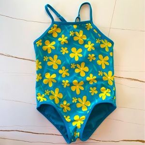 Teal and Yellow Little Girls Swimsuit- Little Lilo Hawaii Brand